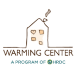 Logo for the HRDC Warming Center. Logo is of a house. The text reads, Warming Center, A Program of HRDC.