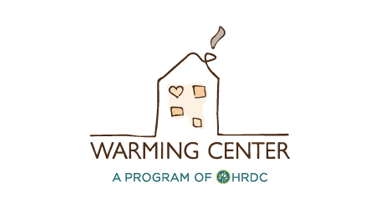 Logo for the HRDC Warming Center. Logo is of a house. The text reads, Warming Center, A Program of HRDC.