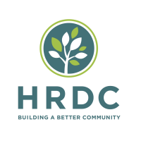 hrdc tag logo HRDC logo. Logo contains a branch leaf. Text reads, HRDC Building a Better Community